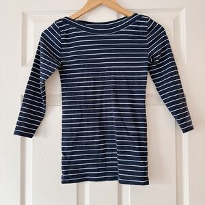Navy and White Striped Top